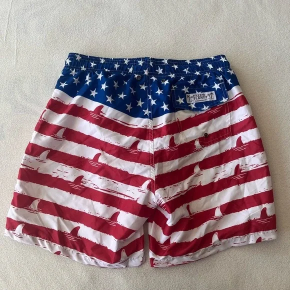 NWT Free Planet Men’s US Flag Shark Swim Trunks S - Picture 10 of 12